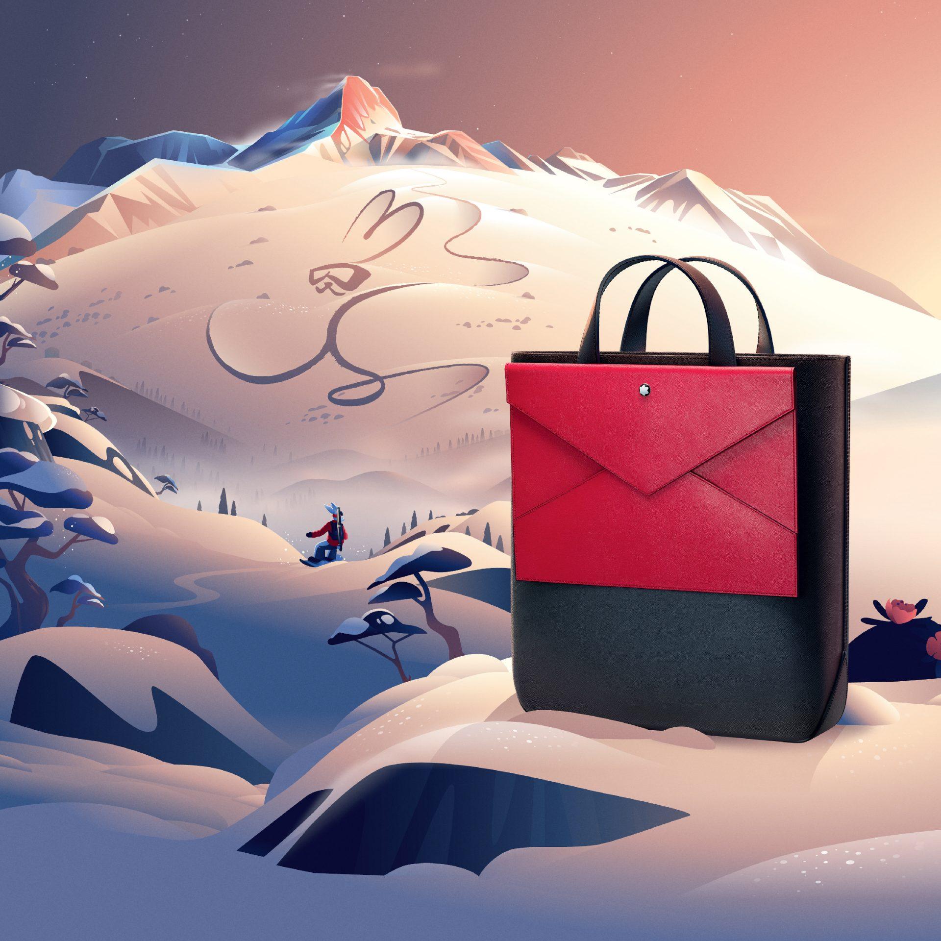 Montblanc Sartorial Red Envelope Pouch on Sartorial Vertica Tote bag_1080px x 1080px